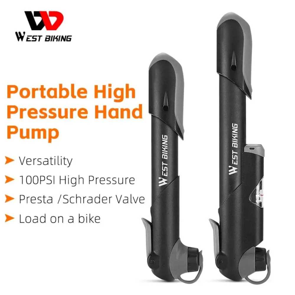 Portable Bicycle Pump Mini Hand Pump Gauge Cycling Air Pump Ball Toy Tire Inflator Schrader Presta For MTB Road Bike