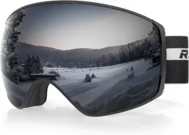 Ski Goggles Pro for Men Women, Magnetic Ski Goggles With Detachable Anti Fog Lens 100% UV Protection OTG Ski Goggles