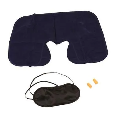 Travel Pillow Set - Inflatable Pillow, Eye Mask, Ear Plugs