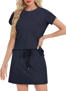 Two Piece Skirt Set for Women Overlap Sleeves Tennis Outfits with Short Skorts Lounge Matching Sweatsuits S-2XL