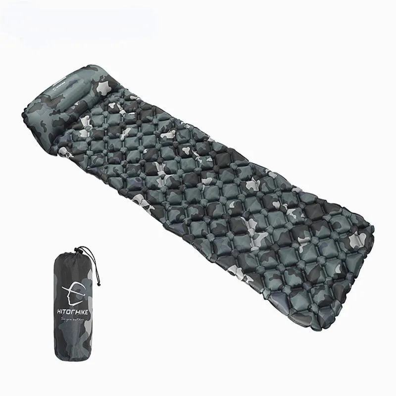 Ultralight Inflatable Camping Sleeping Pad with Pillows - Folding Travel Mat for Hiking & Trekking