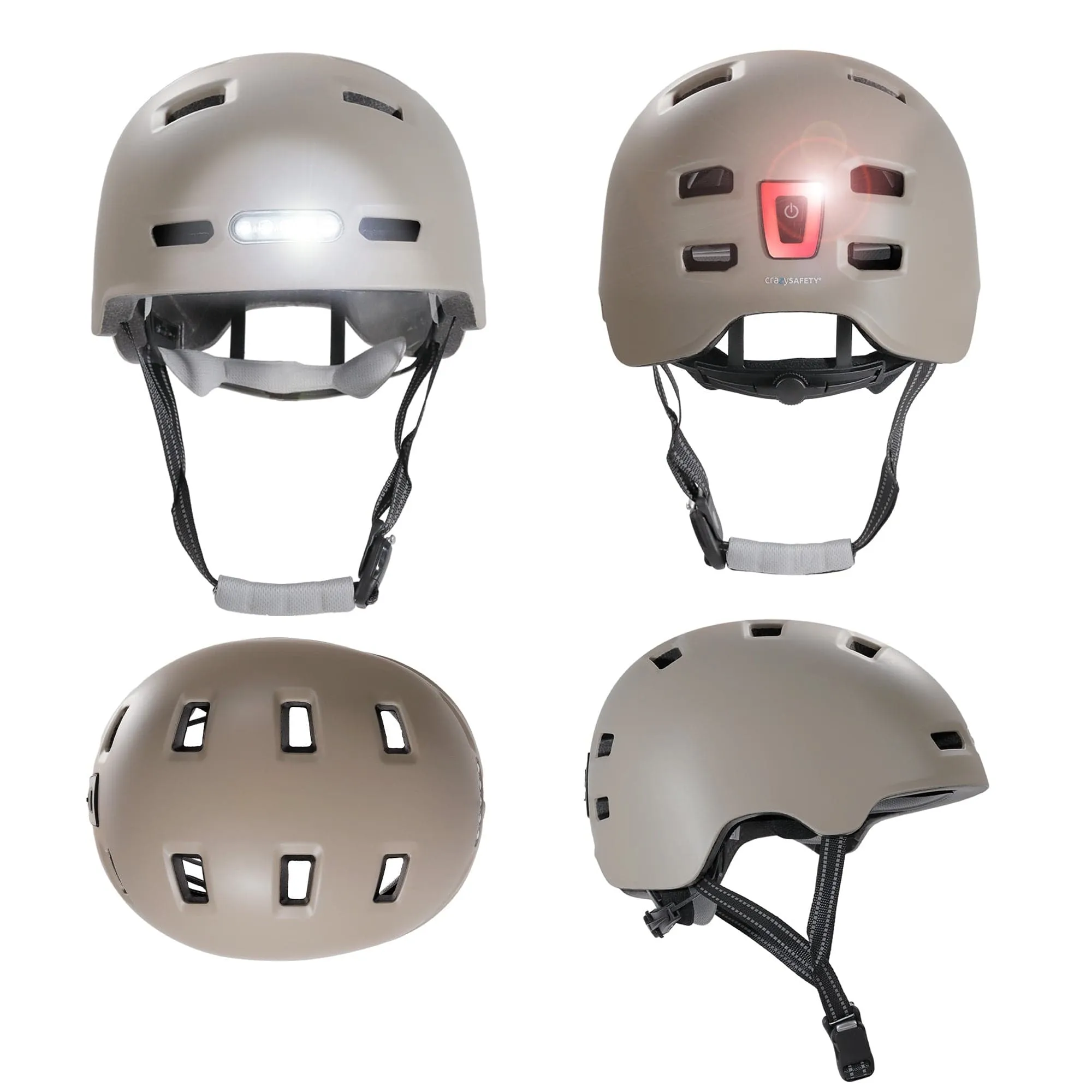 Vertigo urban bicycle helmet with front and rear lights