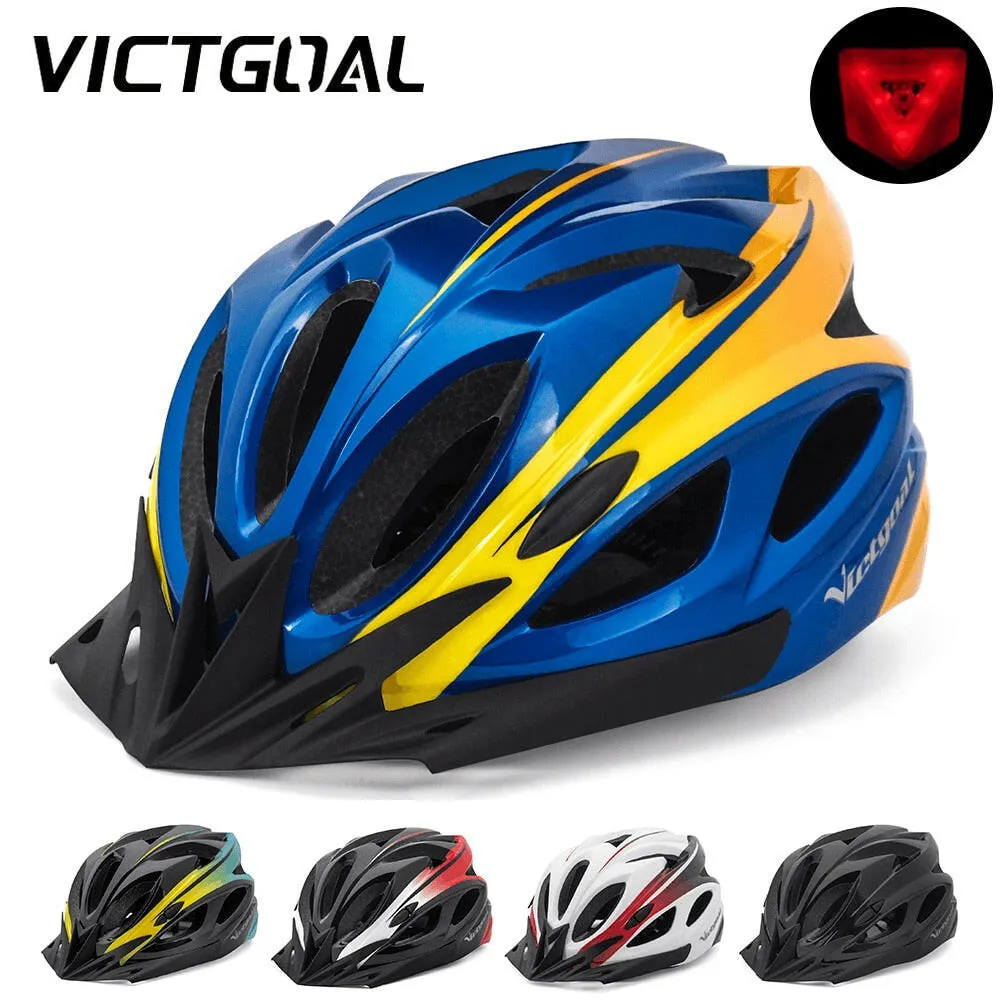 VICTGOAL Adults Bike Helmet Visor LED Rear Light Men Women Cycling Helmet Road Bicycle Helmets MTB E-Bike Scotter Headgear M/L