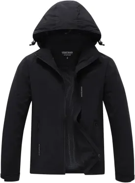 Women's Outdoor Waterproof Rain Jacket Softshell Raincoat with Hooded Lightweight Windbreaker for Hiking
