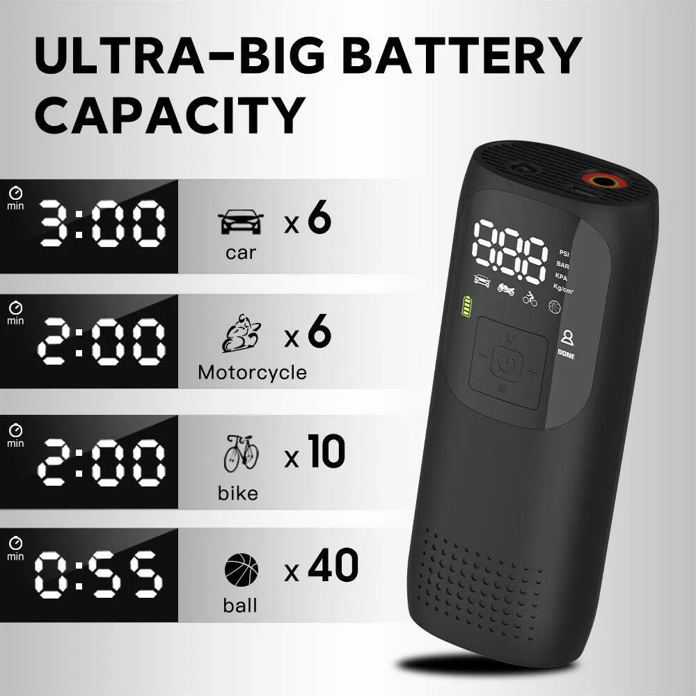 Woowind LP3 Tire Inflator and Mini Bike Pump, Portable Air Compressor for Car, Bike, motorcycle, 150 PSI, Auto Shut-Off