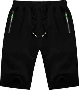YTD Men's Shorts Casual Classic Fit Drawstring Summer Beach Shorts with Elastic Waist and Pockets