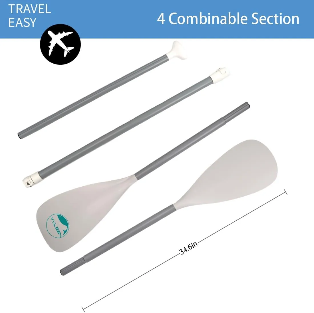 YVLEEN SUP Paddle Board PaddleStand up Paddleboard Paddles Adjustable Aluminum 4-Piece Floating Kayak PaddleConvertible Paddle